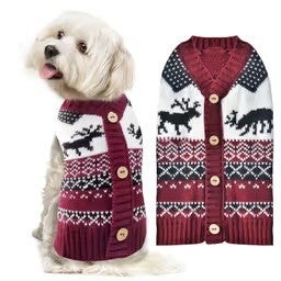 Deep Red Christmas Reindeer Cardigan Jumper