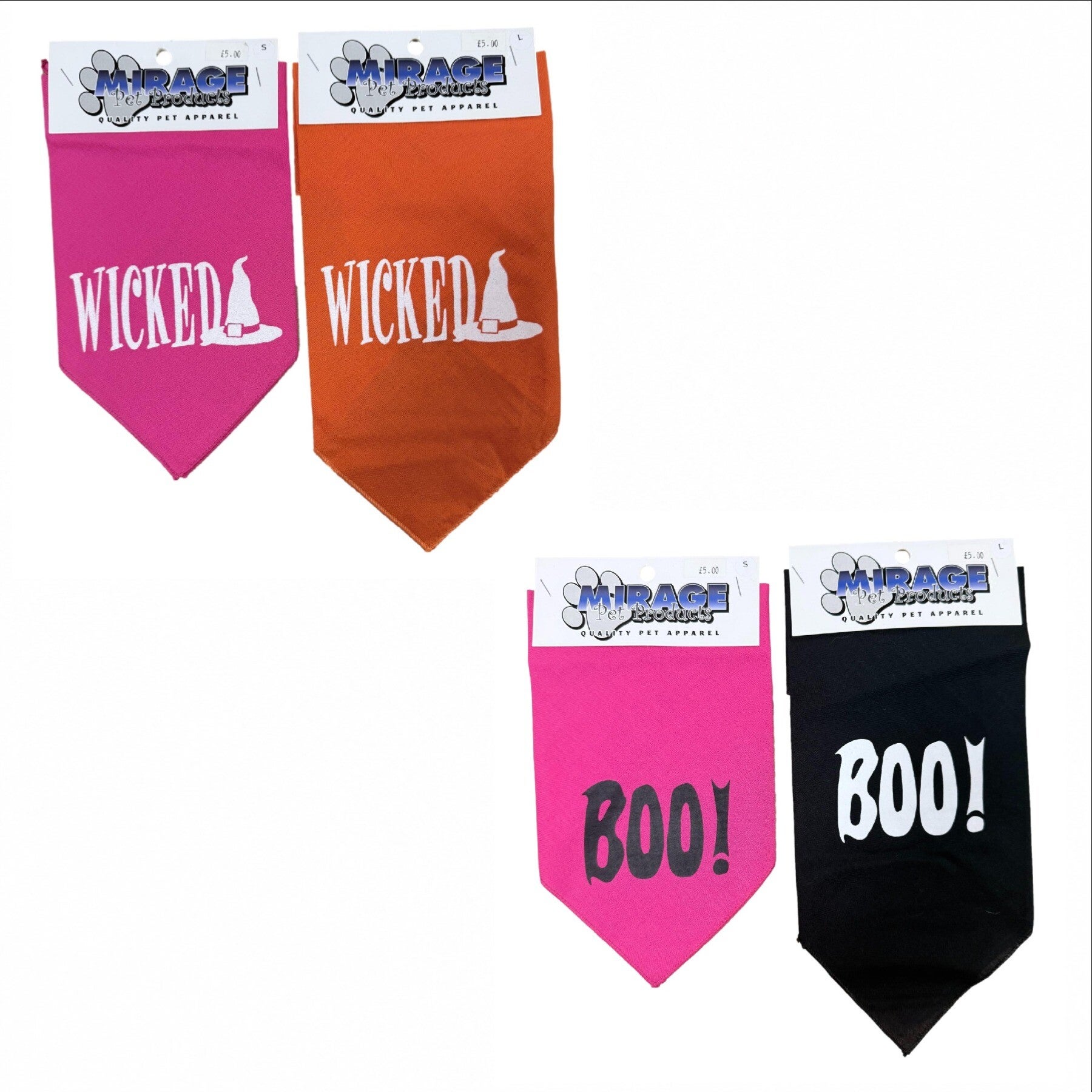 Halloween Bandanas by Mirage - 2 Styles, 3 colours, 2 Sizes