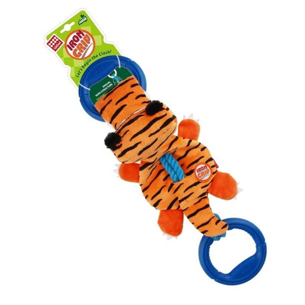 GiGwi Iron Grip Tiger Plush Tug with TPR Handle