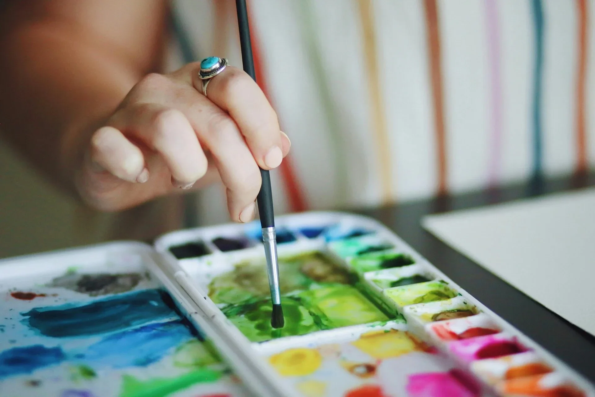 Palette d’aquarelle utilisée par Anne Loup Burnand