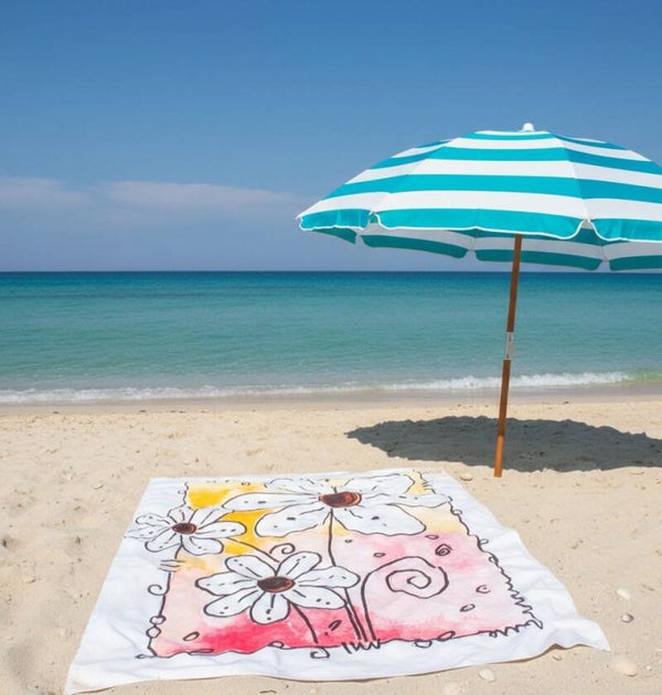 Très grand linge de plage "Trio de fleurs"