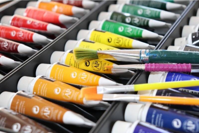 Palette de couleurs de l'artiste peintre Anne Loup Burnand - Suisse
