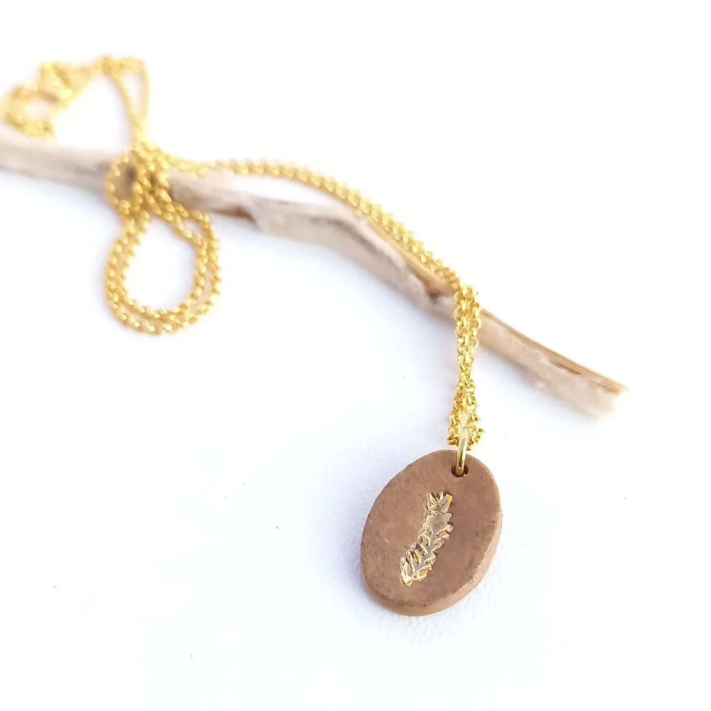 Beige halsketting - vermeil goud