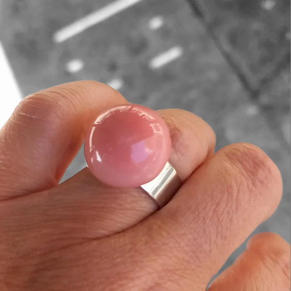 Roze porseleinparel - verstelbare ring