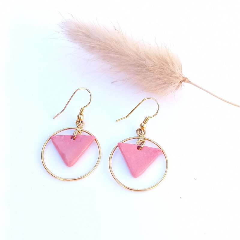 Roze driehoek porselein - vermeil goud