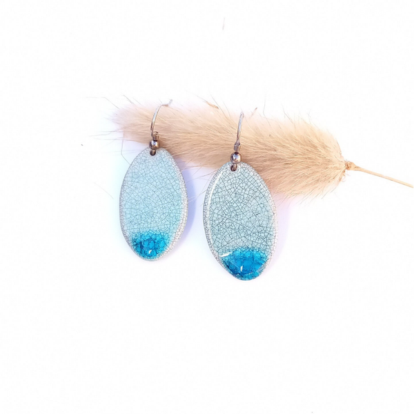 Raku blauw ovaal - zilver (AG925)