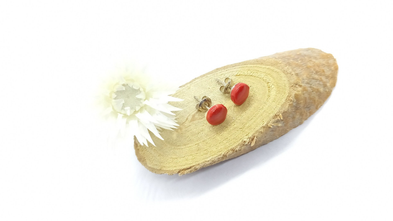 Rode oorknopjes - Sterling zilver (AG925)