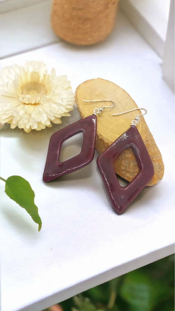Paars/aubergine ruitvormige parel - zilver (AG 925)