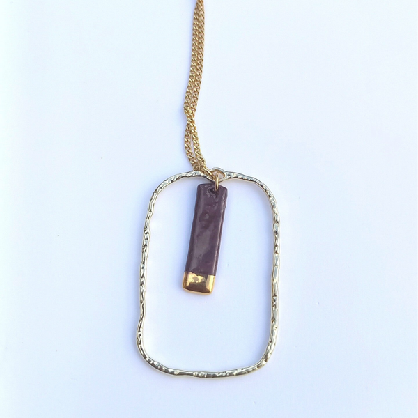 Bruin gouden lange halsketting - vermeil goud