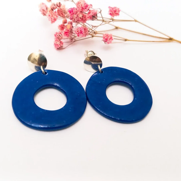 Blauwe porseleinparel - zilver (AG925)