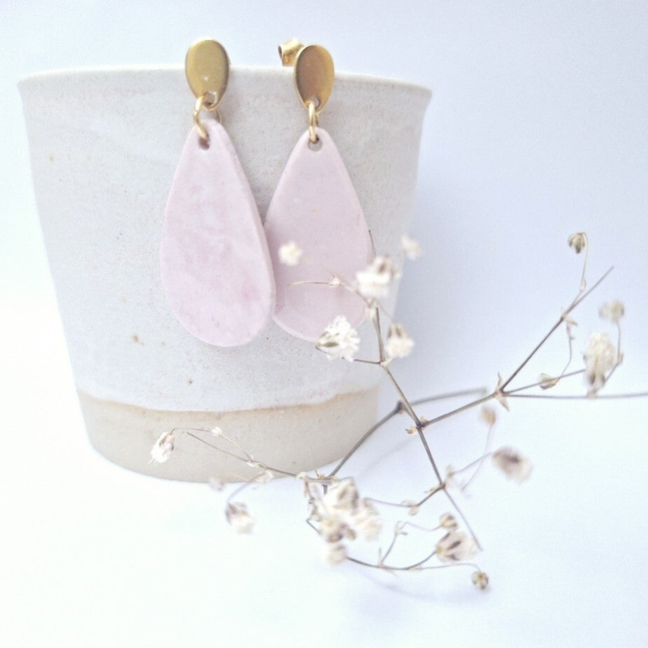 Druppelvormige pastel paars/Roze - goud