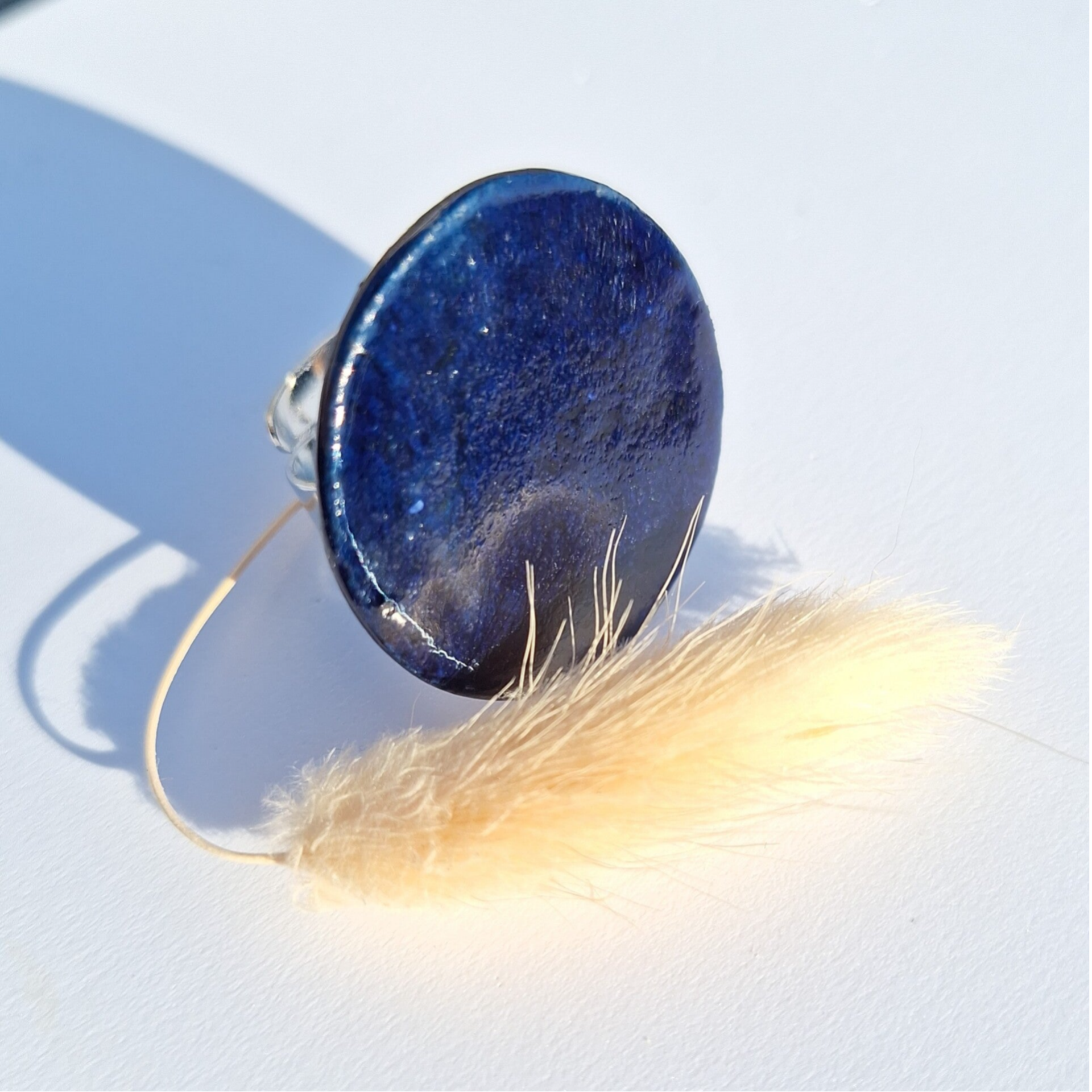 Donker kobaltblauwe ronde verstelbare ring