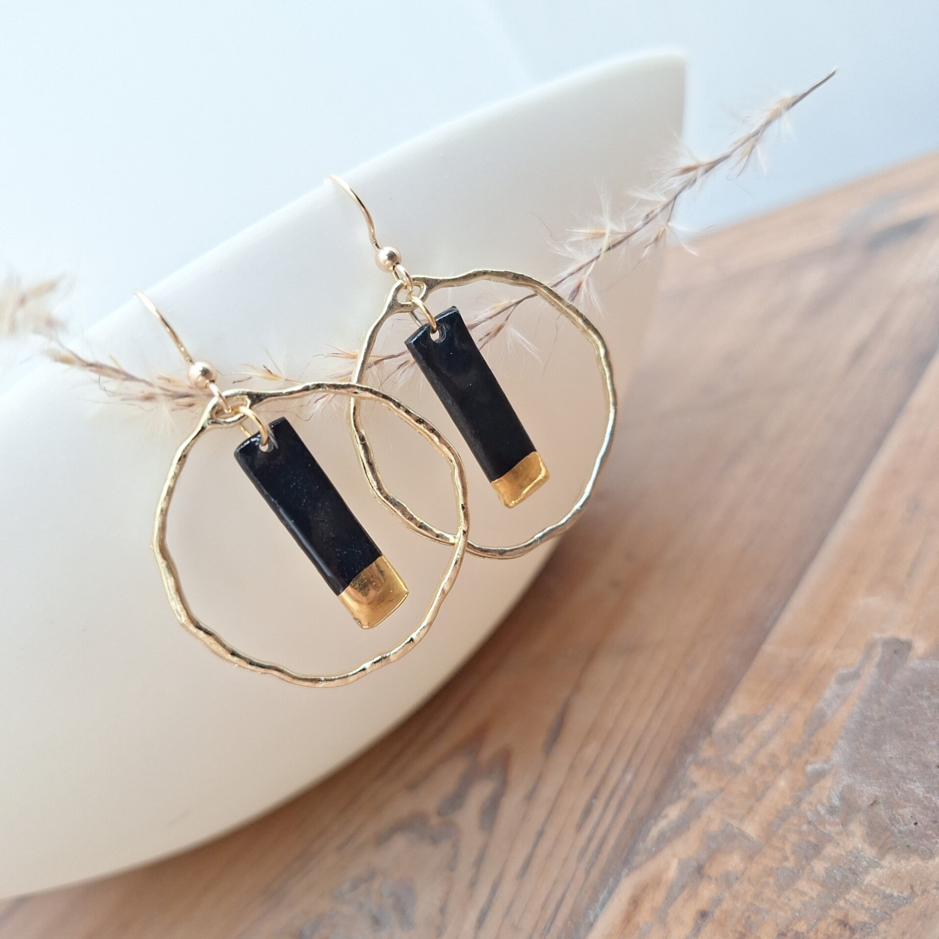 Zwarte rechthoek - vermeil goud