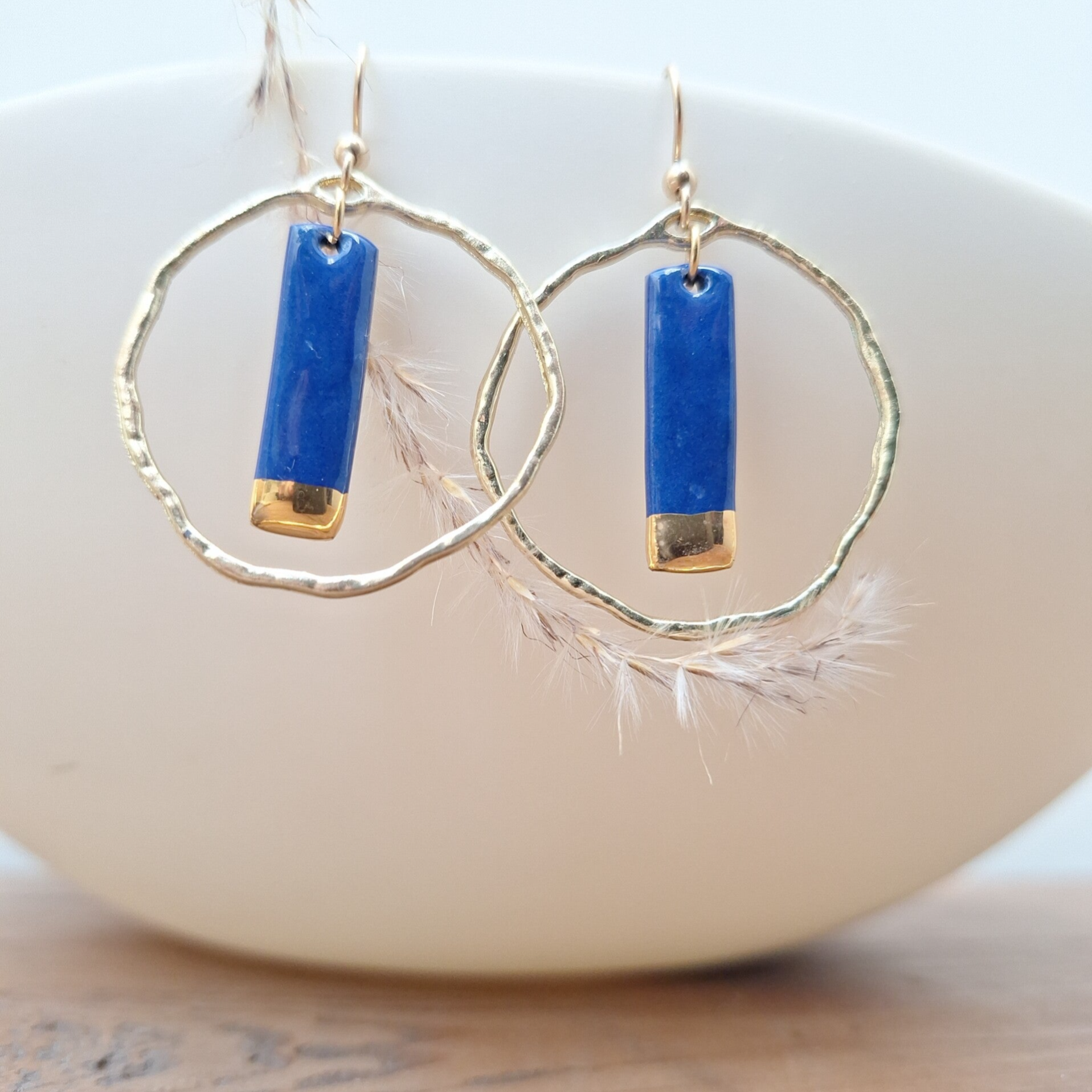 Blauw rechthoek - vermeil goud