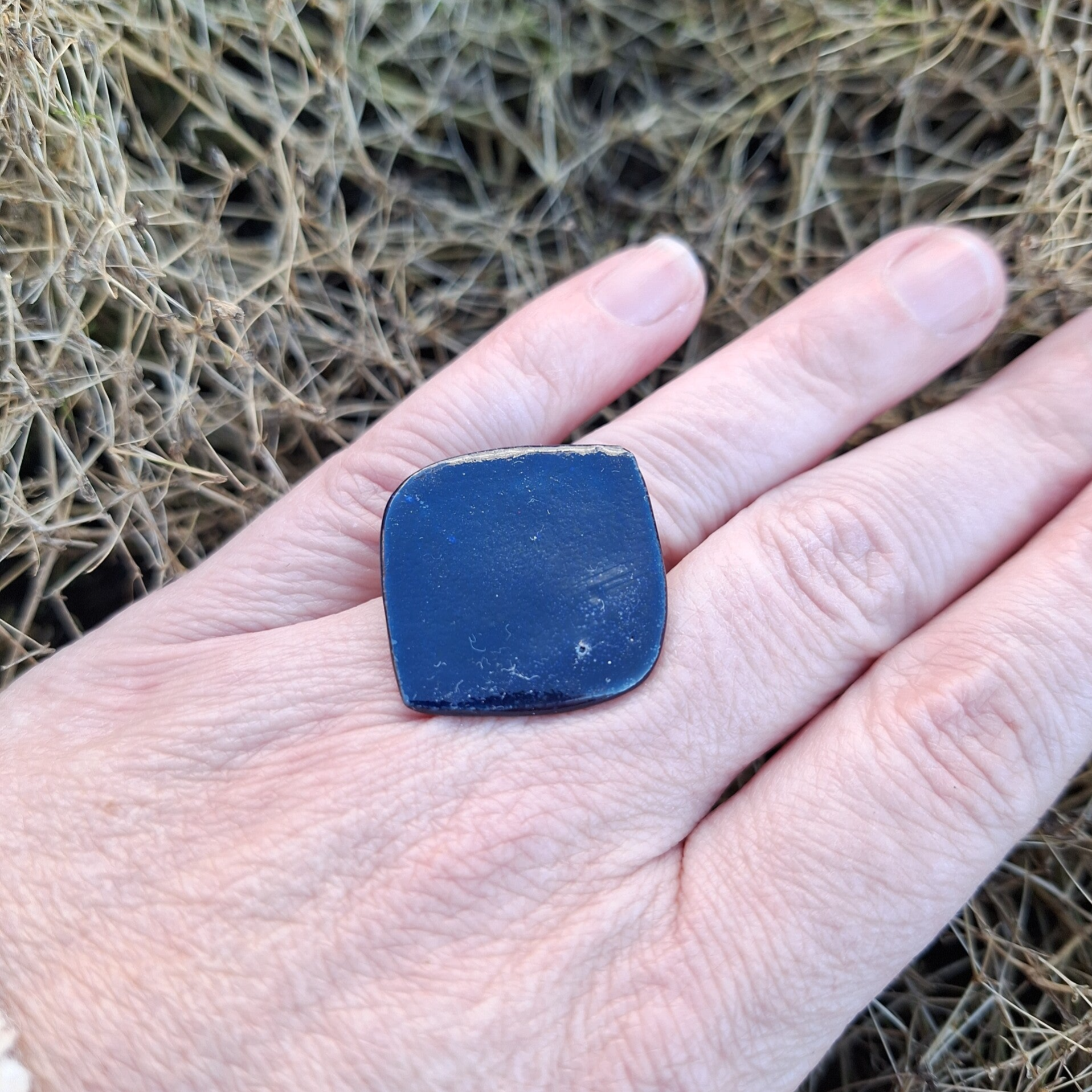 Donker kobaltblauwe ruitvormige verstelbare ring