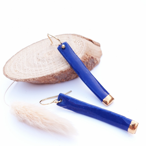 Blauw porselein - vermeil goud