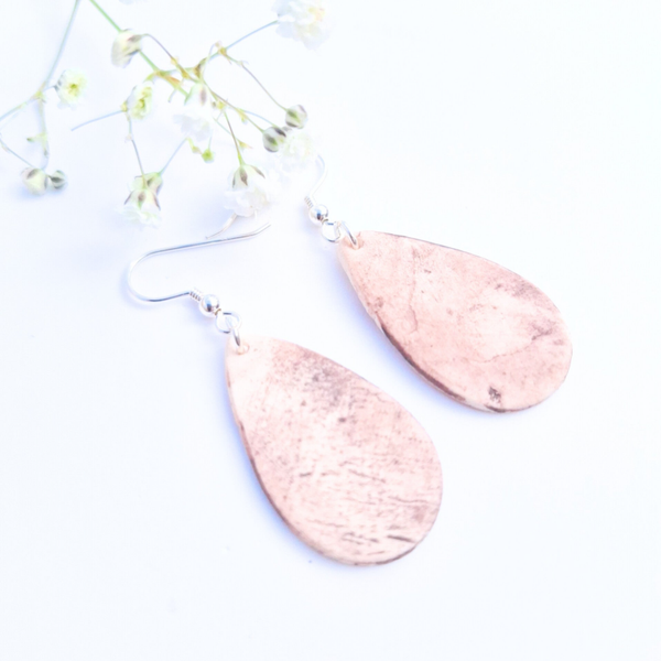 Gemarmerd witte lange druppel oorbellen - sterling zilver oorhanger