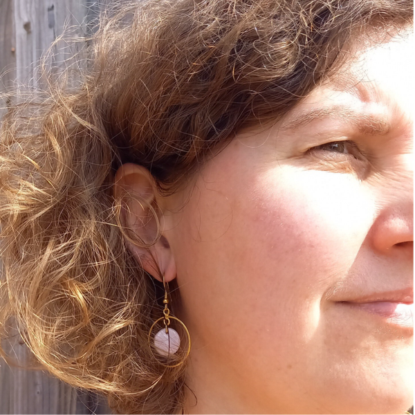 Pastel paars roze porselein - vermeil gouden creool