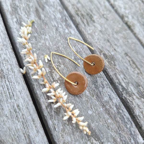 Licht bruine - french earhook vermeil goud