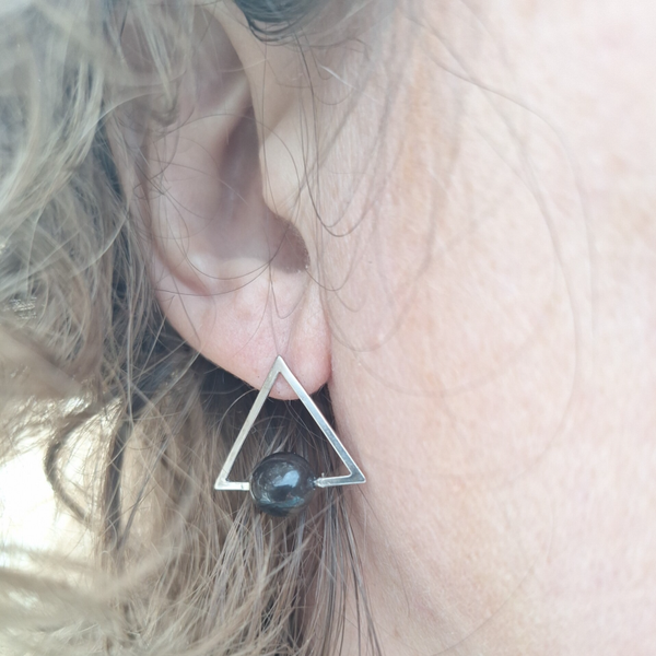 Zwart driehoekig zilver (AG925)