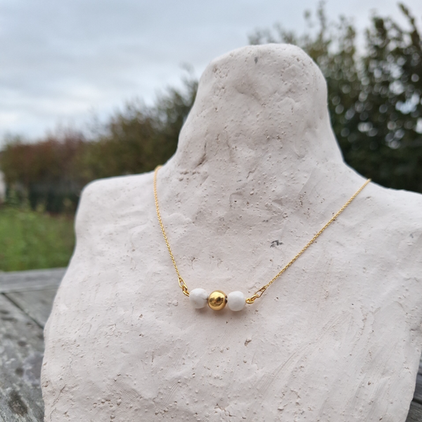 Wit goud porselein parels - vermeil goud