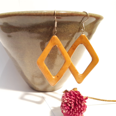 Oker gele ruit - sterling zilver (AG925)