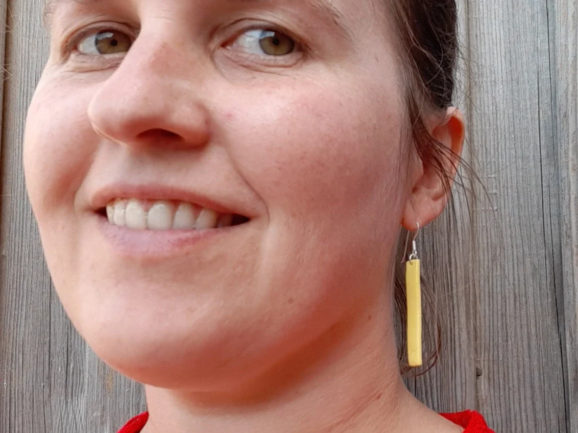 Gele staafjes porseleinparels - zilver (AG925)