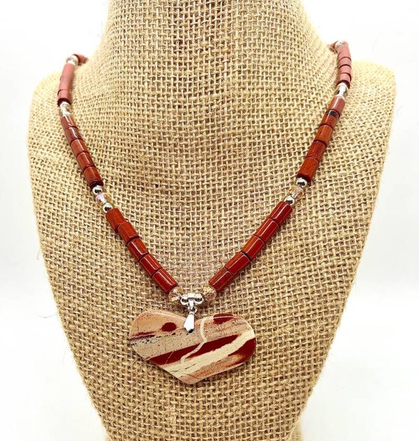 Red Stripe Jasper Heart Pendant