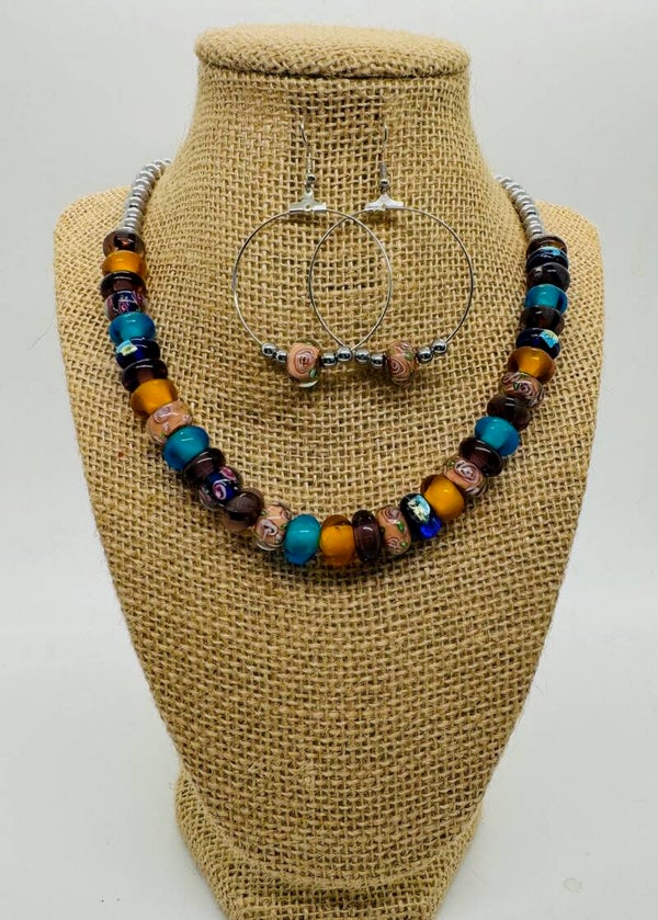 Lampwork Beaded Necklace w/Earrings