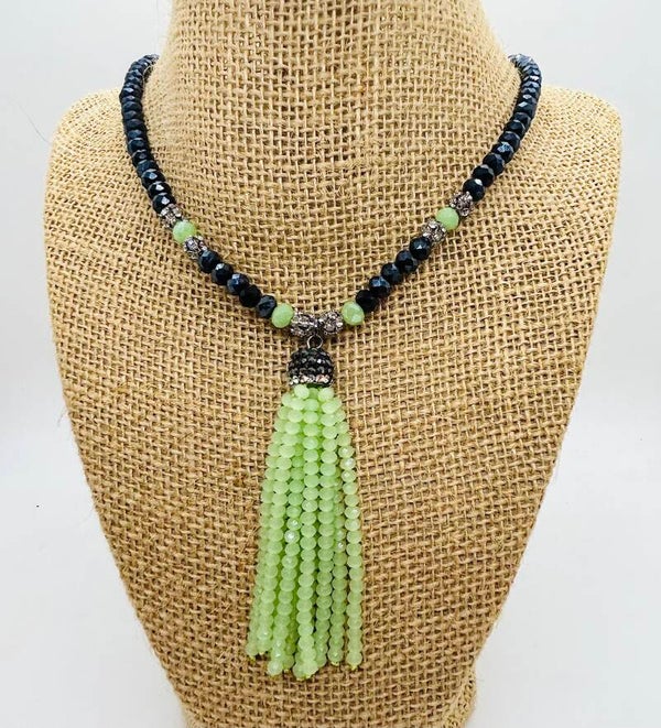 Green Tassel Pendant Necklace