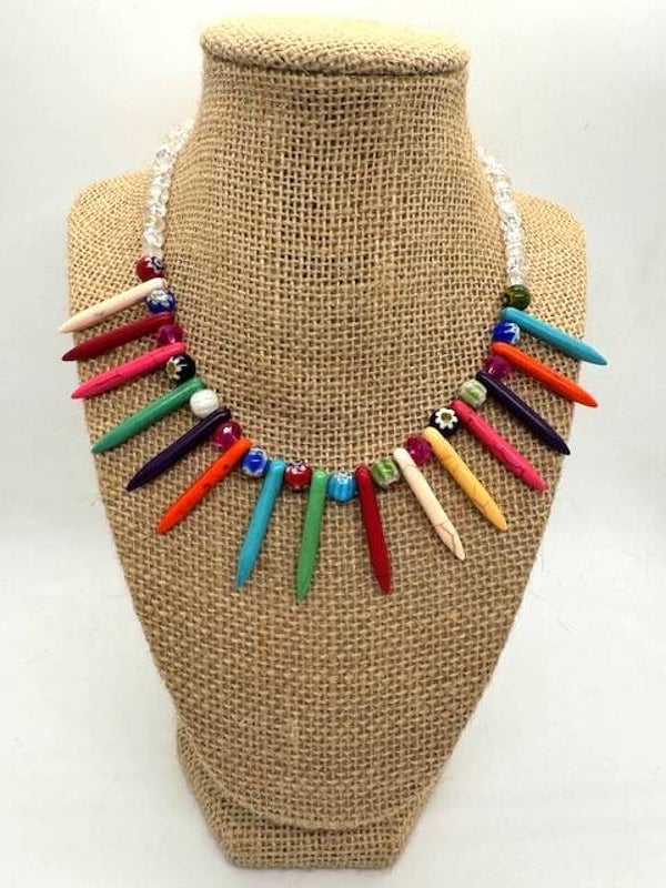 Flower Spike Necklace/Choker (multi-colored)