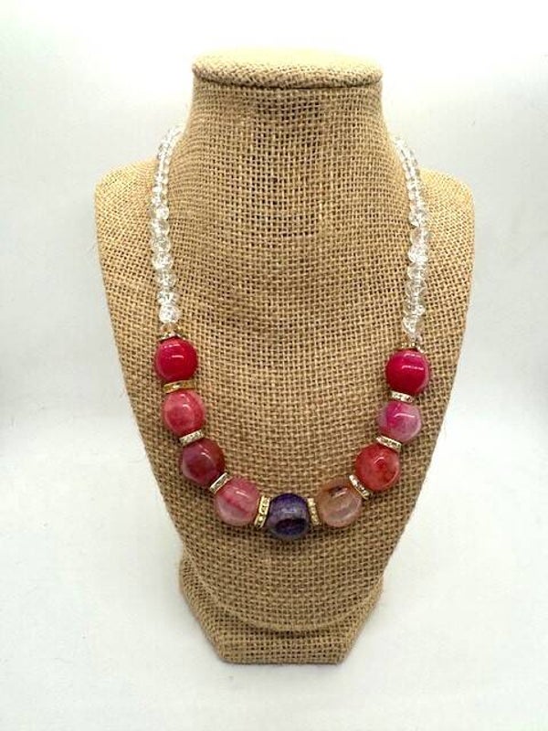 Pink Stone Quartz Necklace