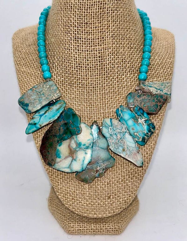 Turquoise Imperial Jasper Slab Necklace