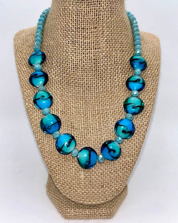 Lampwork Cat-Eye Glass Bead Necklace