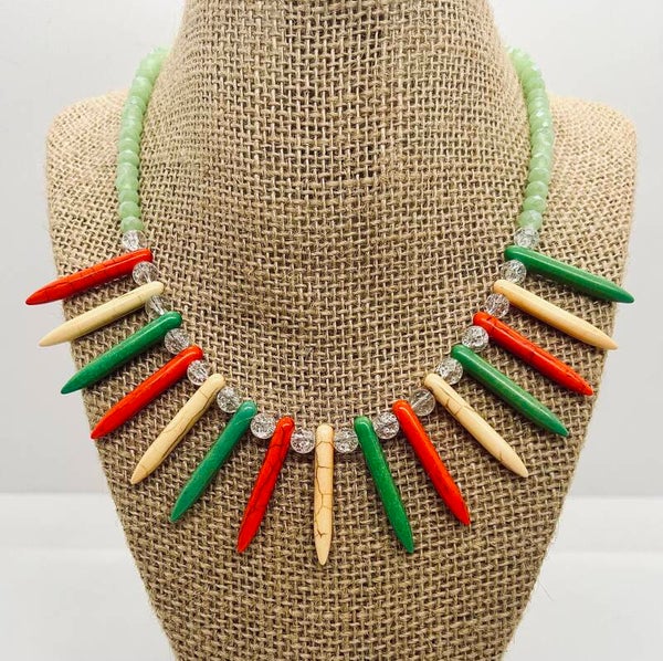Yellow, Orange, Green Spike Choker/Necklace