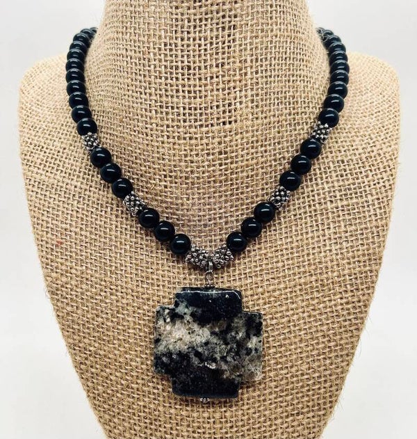 Black Mica Pendant Necklace