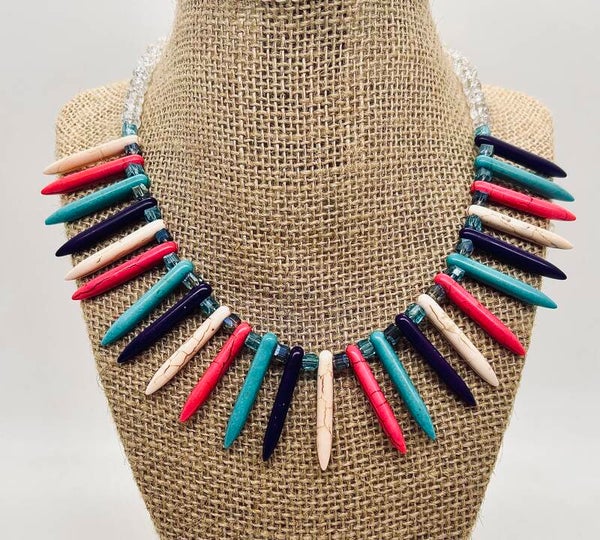 Purple/Aqua/White/Pink Spike Choker/Necklace