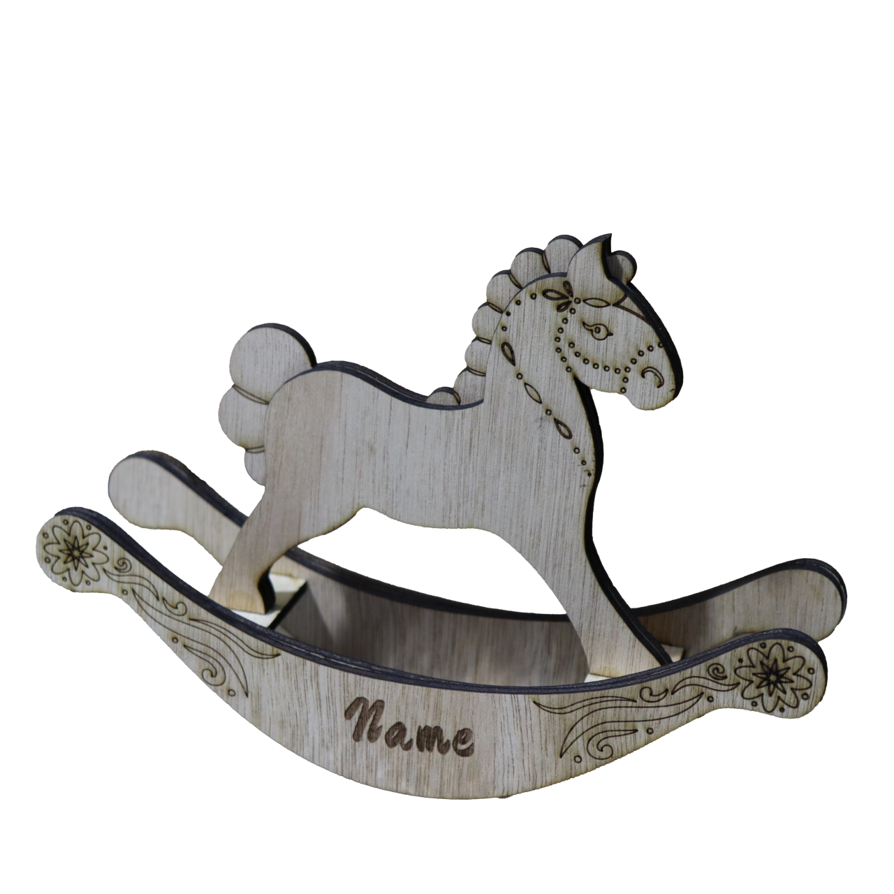 hobbelpaard met naam gravering