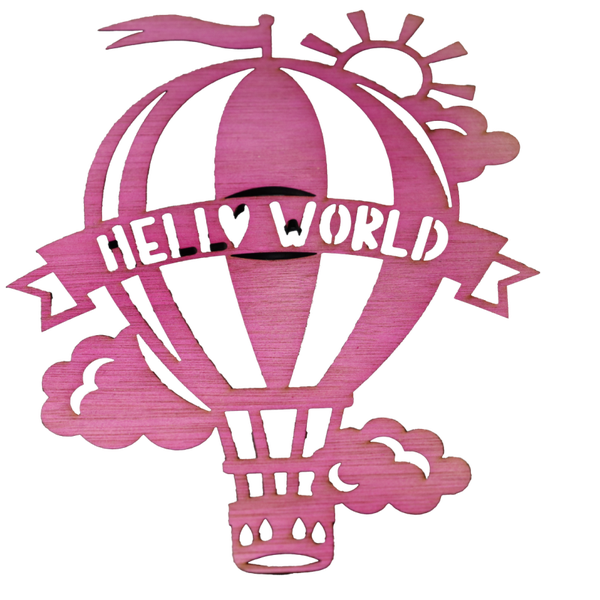Wanddecoratie luchtballon "hallo world"