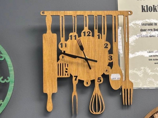 Keukenklok met mes&vork wijzers