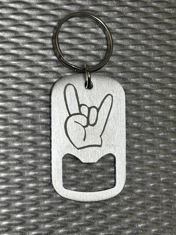 Flesopener sleutelhanger met lasergravure