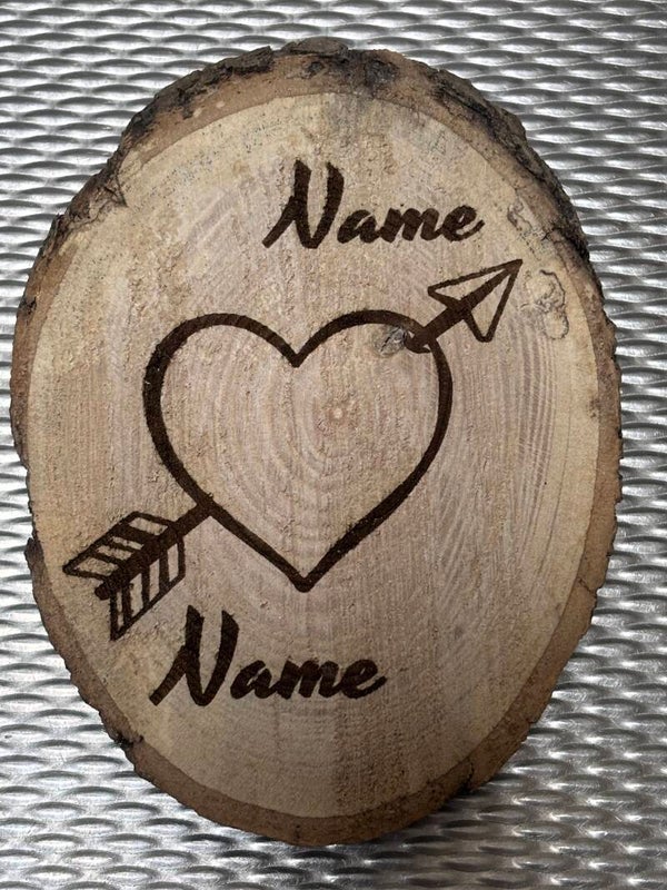 Houtschijf berkenhout rond met persoonlijke gravure S