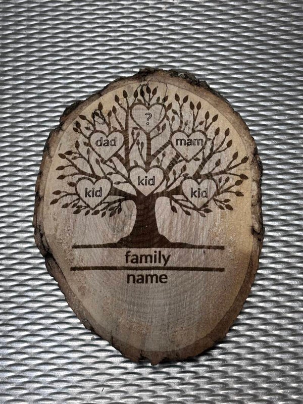 Houtschijf berkenhout ovaal met persoonlijke gravure L