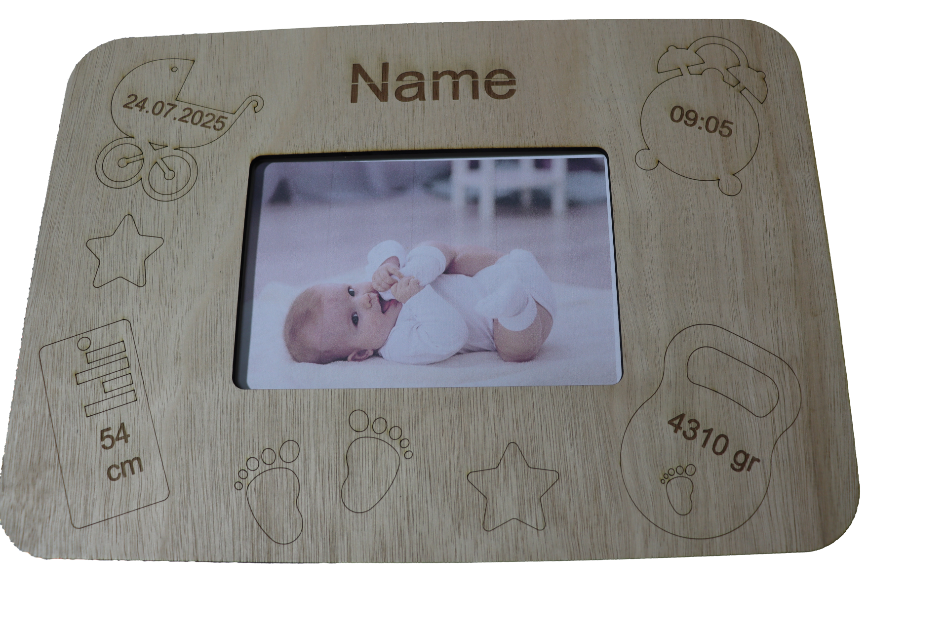 Houten geboortekaart (baby aankondiging)