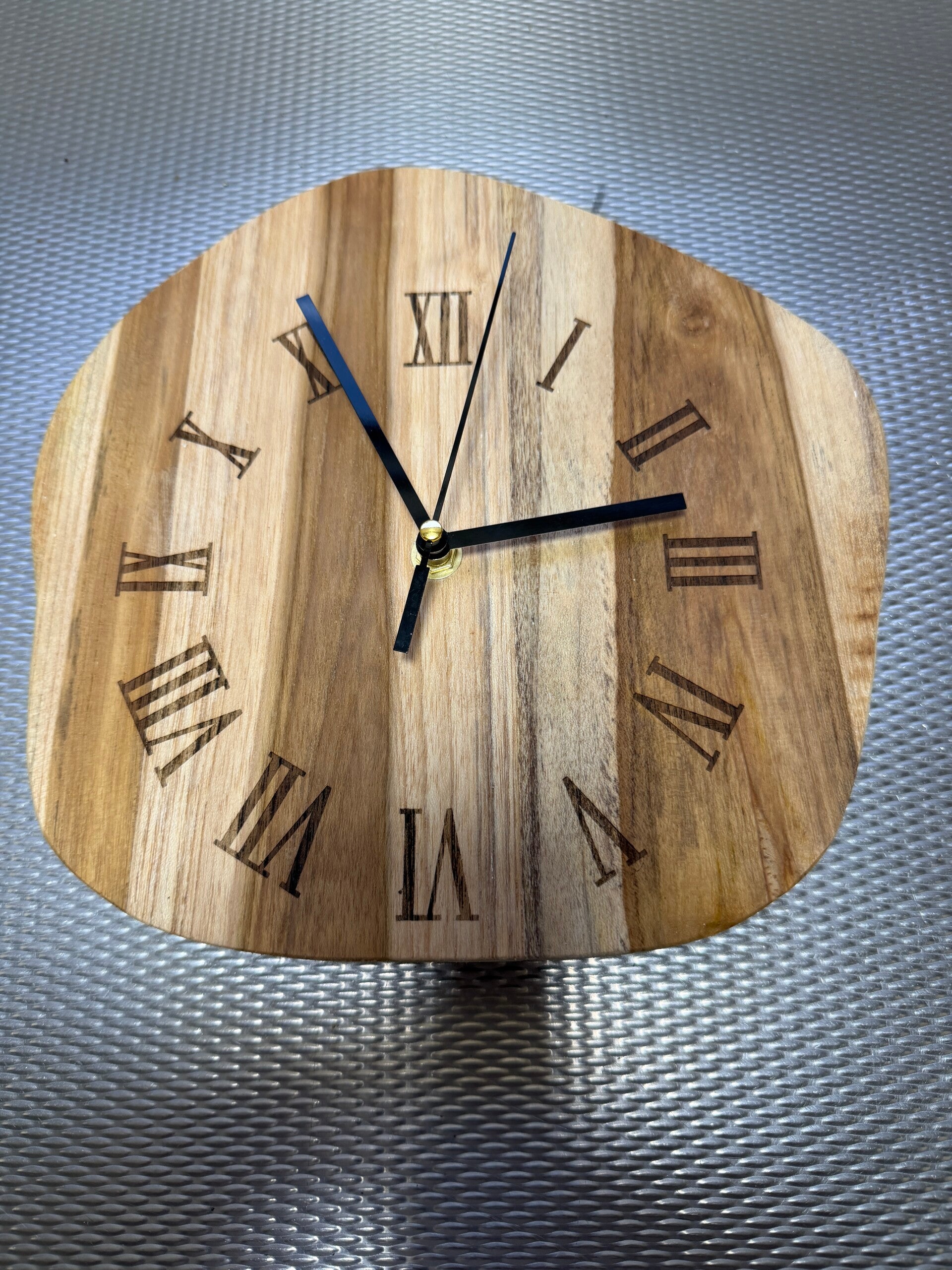 Massief Teakhouten Wandklok - Stil Uurwerk - Handgemaakt