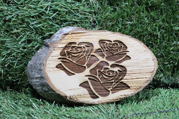 Houtschijf berkenhout ovaal met persoonlijke gravure M