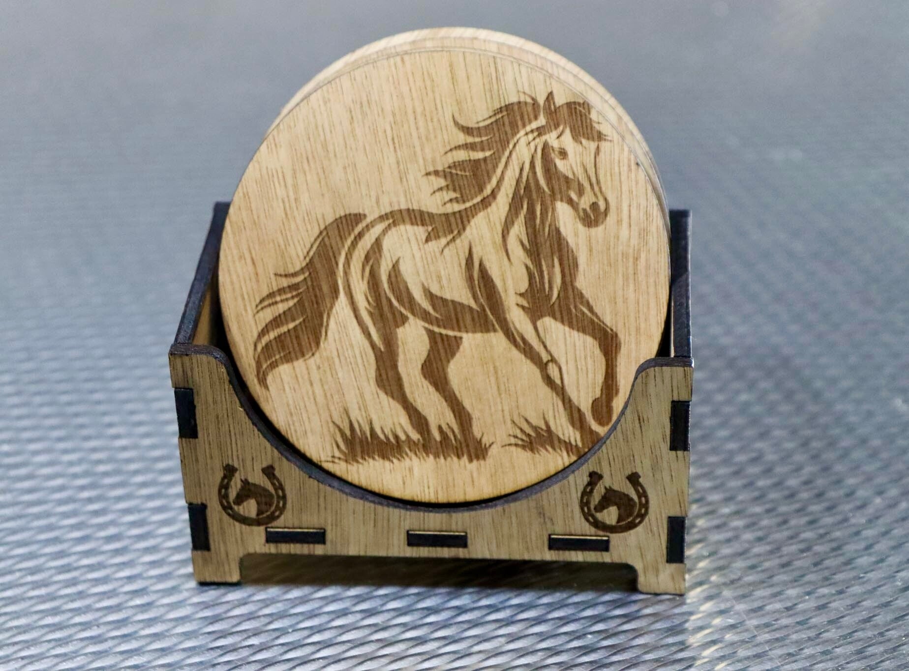 6 onderzetters paarden met houder 2