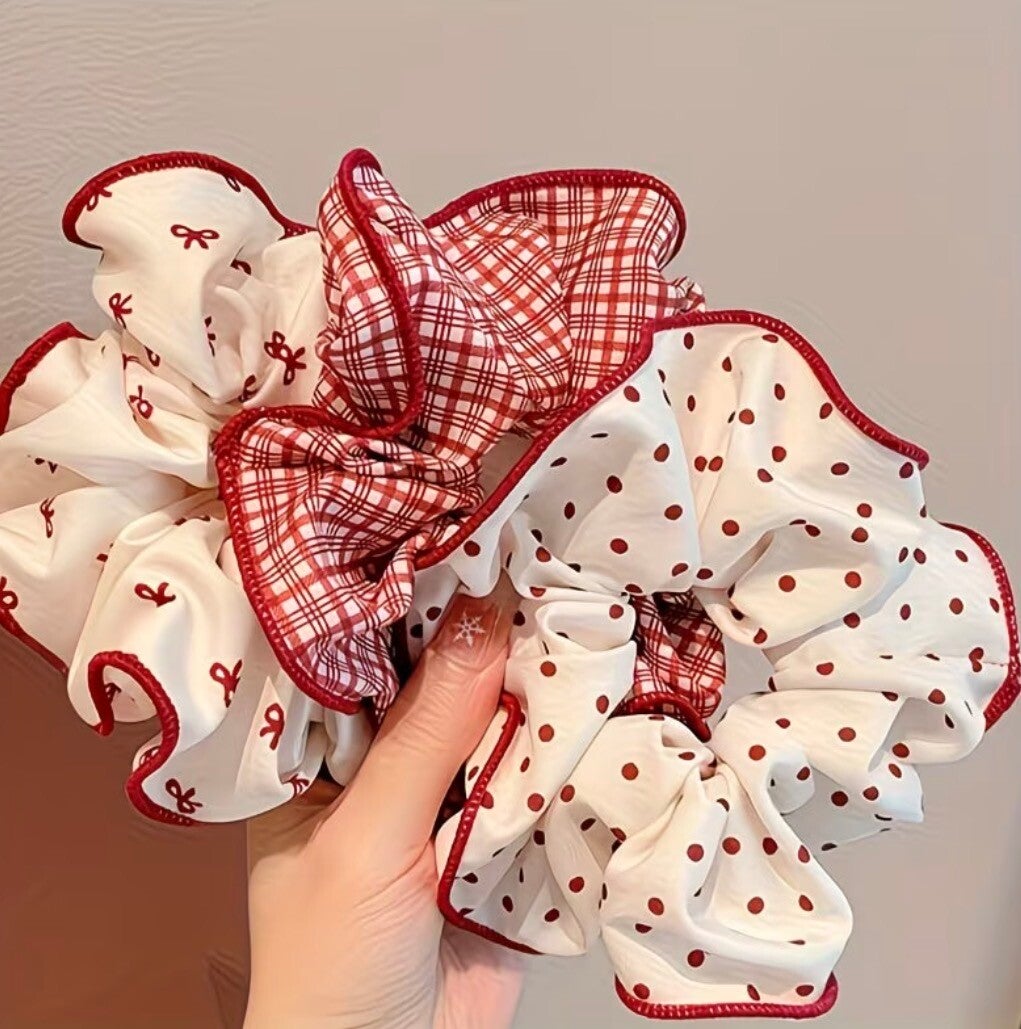 Red and white scrunchies