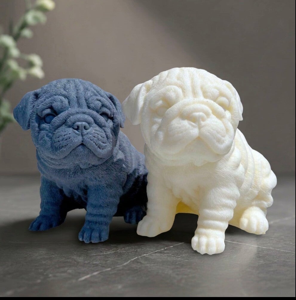 Bulldog Puppie dog candle