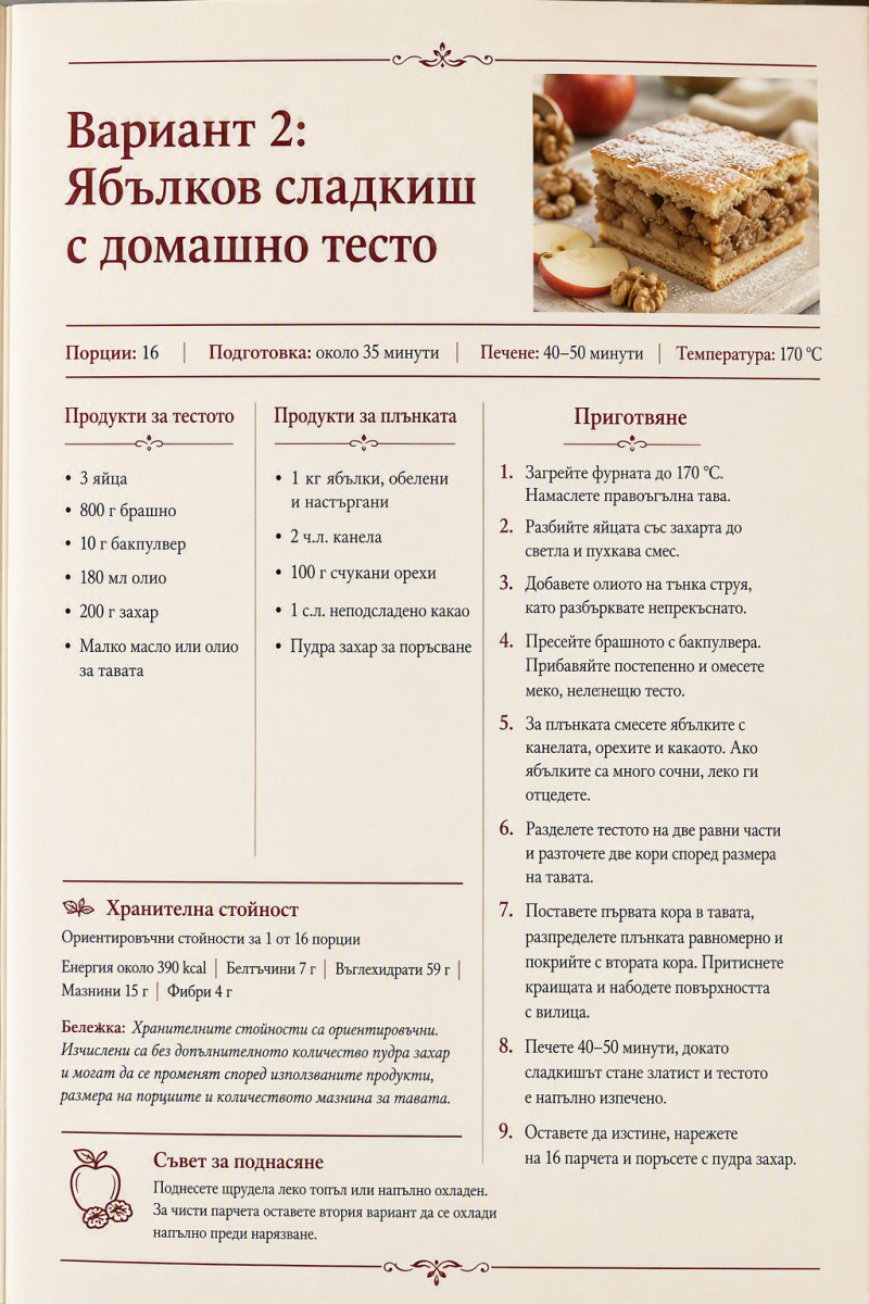 Ябълков сладкиш с домашно тесто